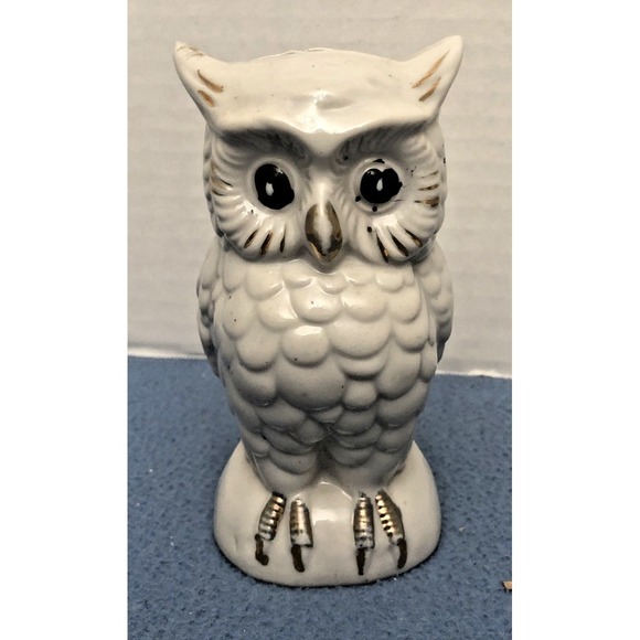 Other - Vintage Hand Painted White Owl with Gold Accents Bank - Made in Japan